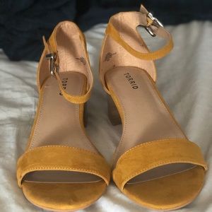 Torrid Yellow Ankle Strap Block Heel (WW) Size 10